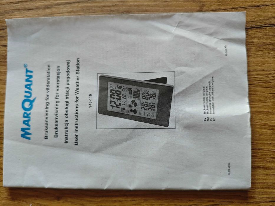 stacja pogodowa z jednym czujnikiem zewnetrznym