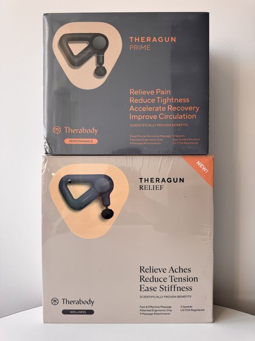 Перкусійний масажер THERABODY Theragun Relief і Theragun Prime