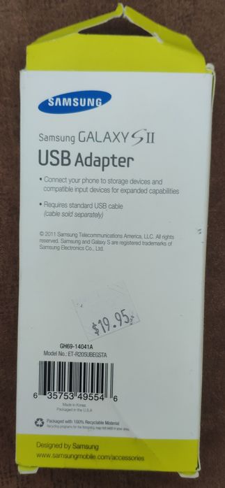 USB адаптер samsung galaxy S2 (USB micro - USB A)
