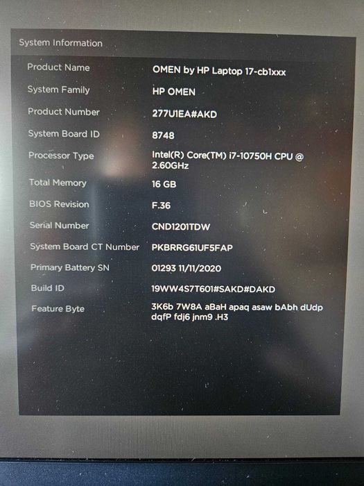HP OMEN 17-cb1004nw 17,3" 144Hz i7-10750H RTX2060 16GB 512SSD W11
