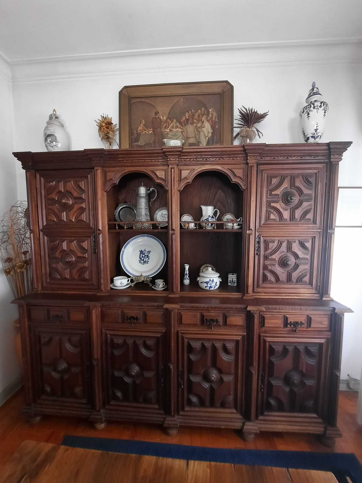 Conjunto Sala de Jantar Madeira de castanho Maciço!