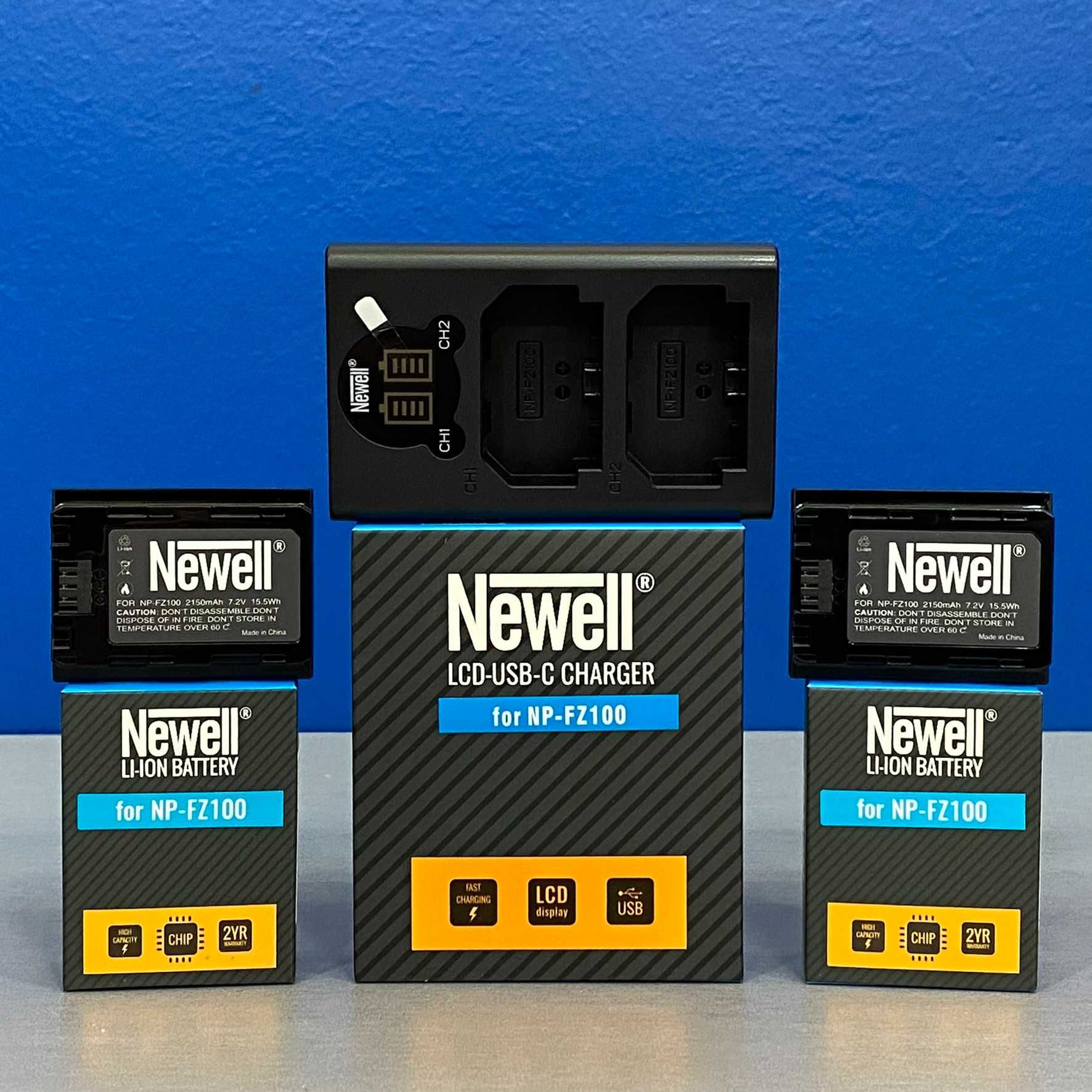Carregador Duplo Newell + 2x Baterias NP-FZ100 (A7R III/ A7 III/ A9)
