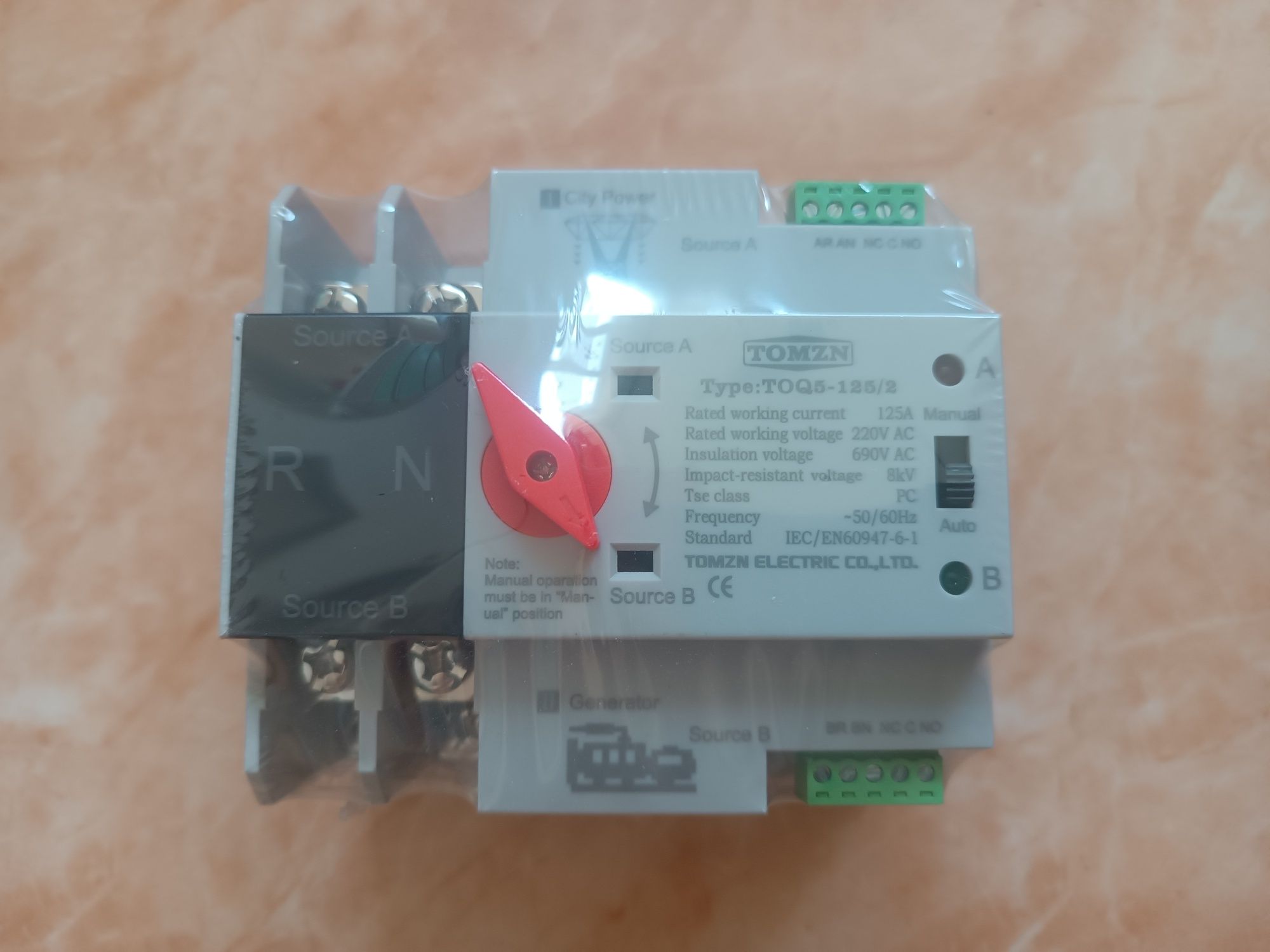AVR Автомат ввода резерва АВP 2P 125A TOMZN 220В TOQ5-125/2
