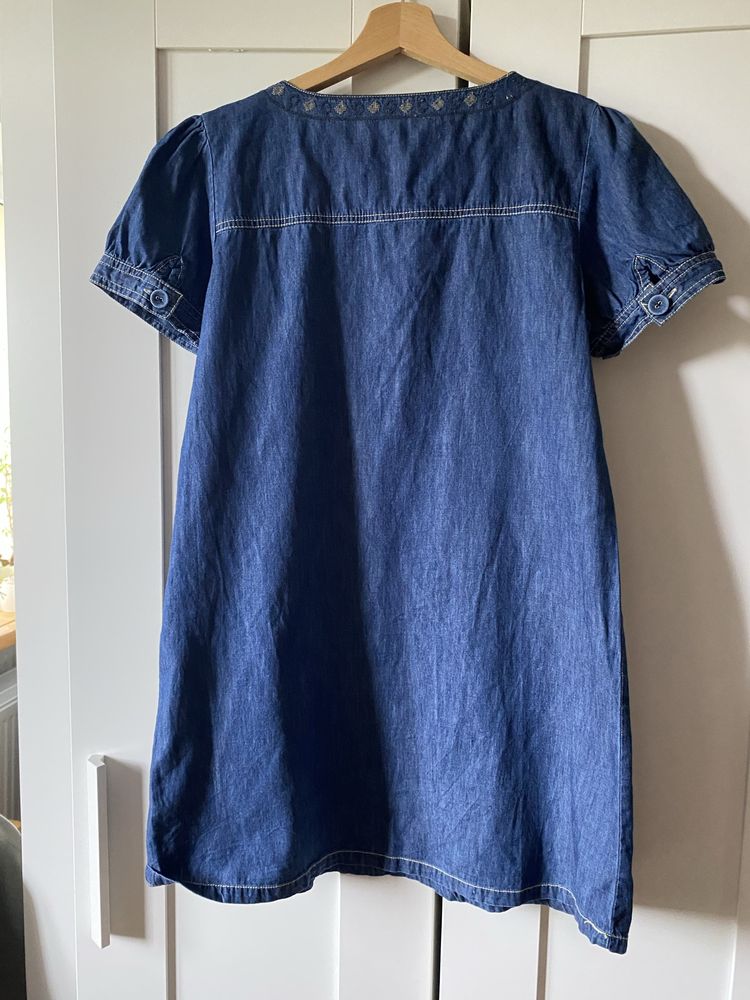 Jeansowa tunika boho z krótkim rękawem z lyocell S 36