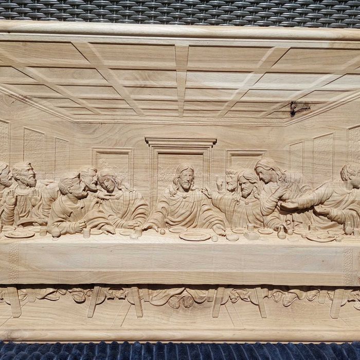 Ostatnia Wieczerza Płaskorzeźba w Drewnie Dębowym