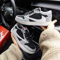 Чоловічі кросівки Nike Air Jordan 1 Retro Low x Travis Scott (сірі)