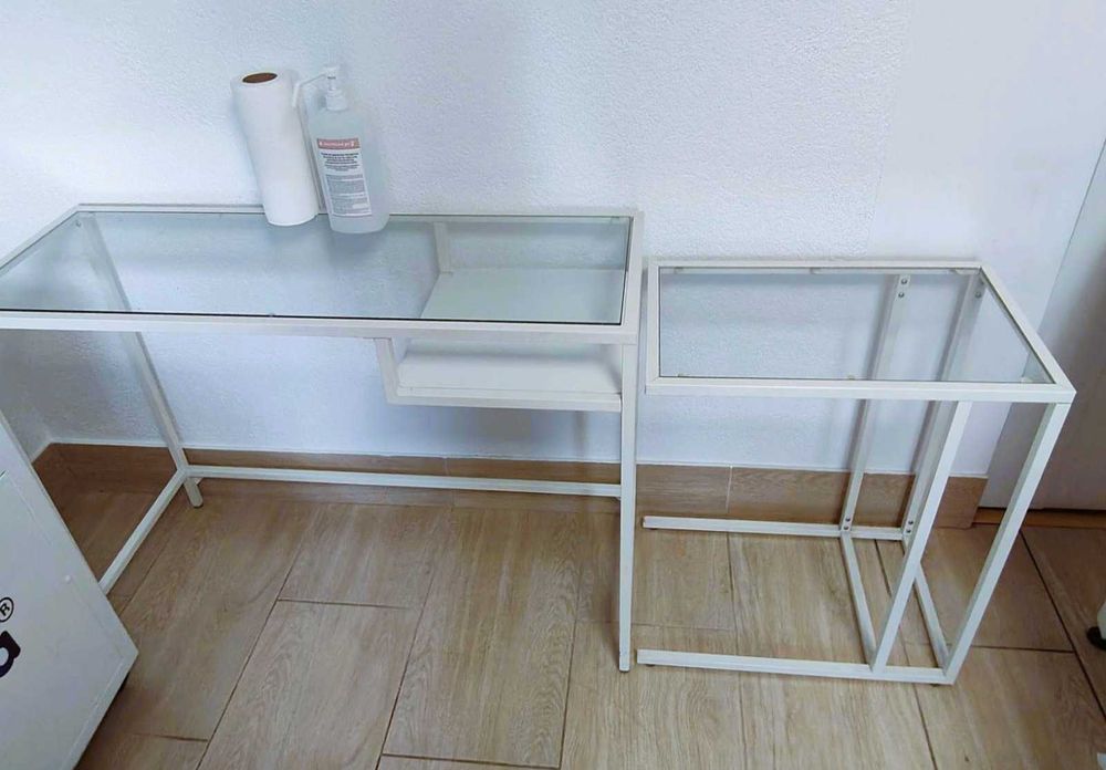 Konsola szklana , biurko IKEA + pomocnik