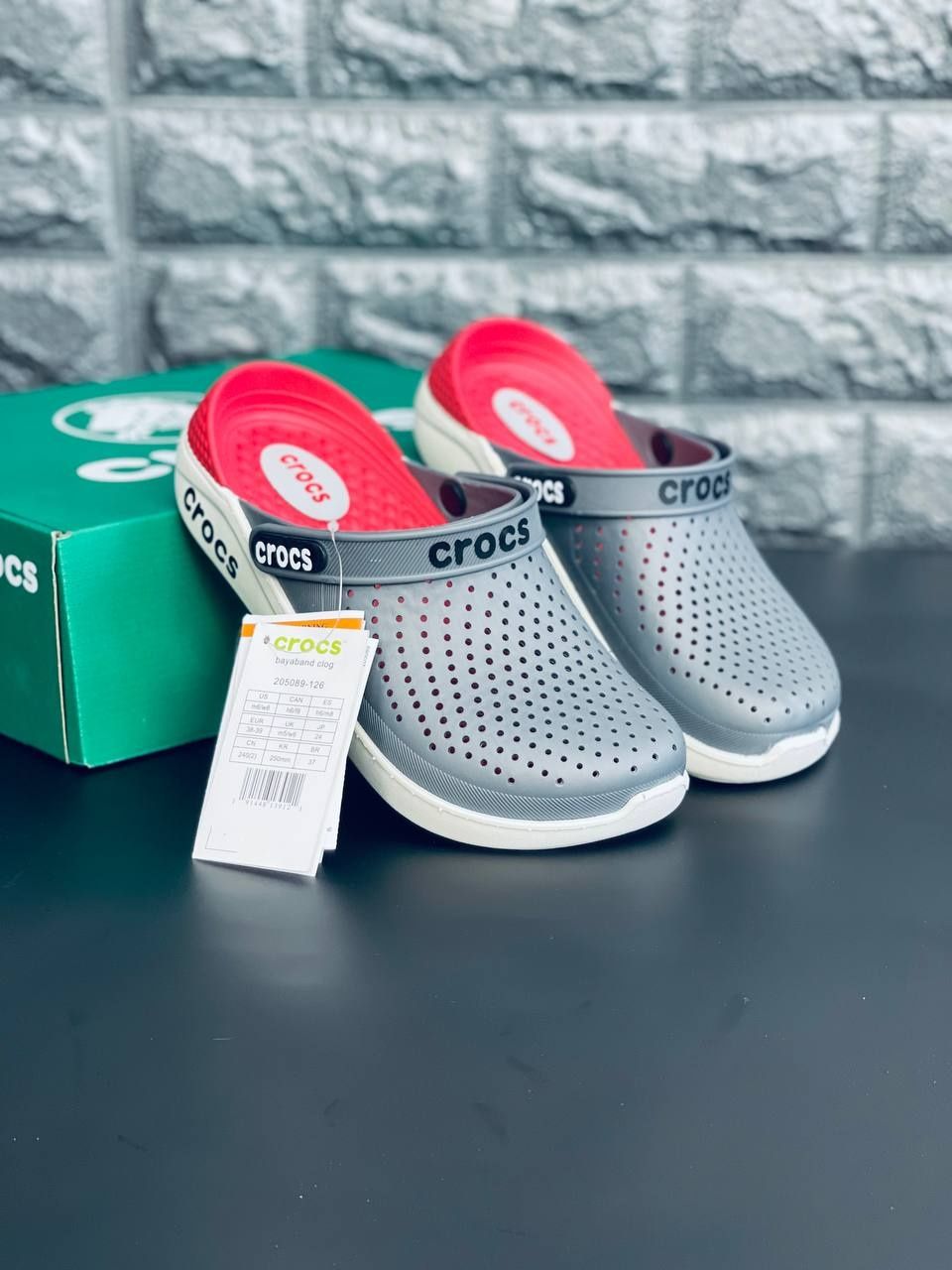 Мужские кроксы Crocs шлёпанцы Крокс серого цвета подростковые 36-45