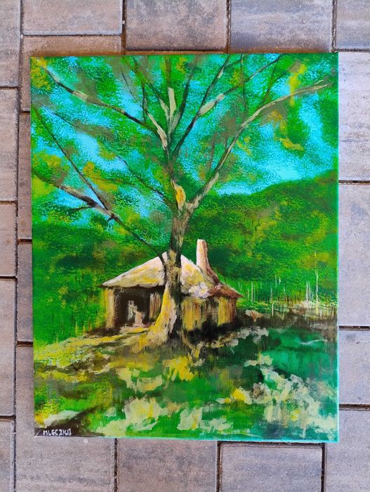 Obraz ręcznie malowany na płótnie - akryl 40x50 cm.