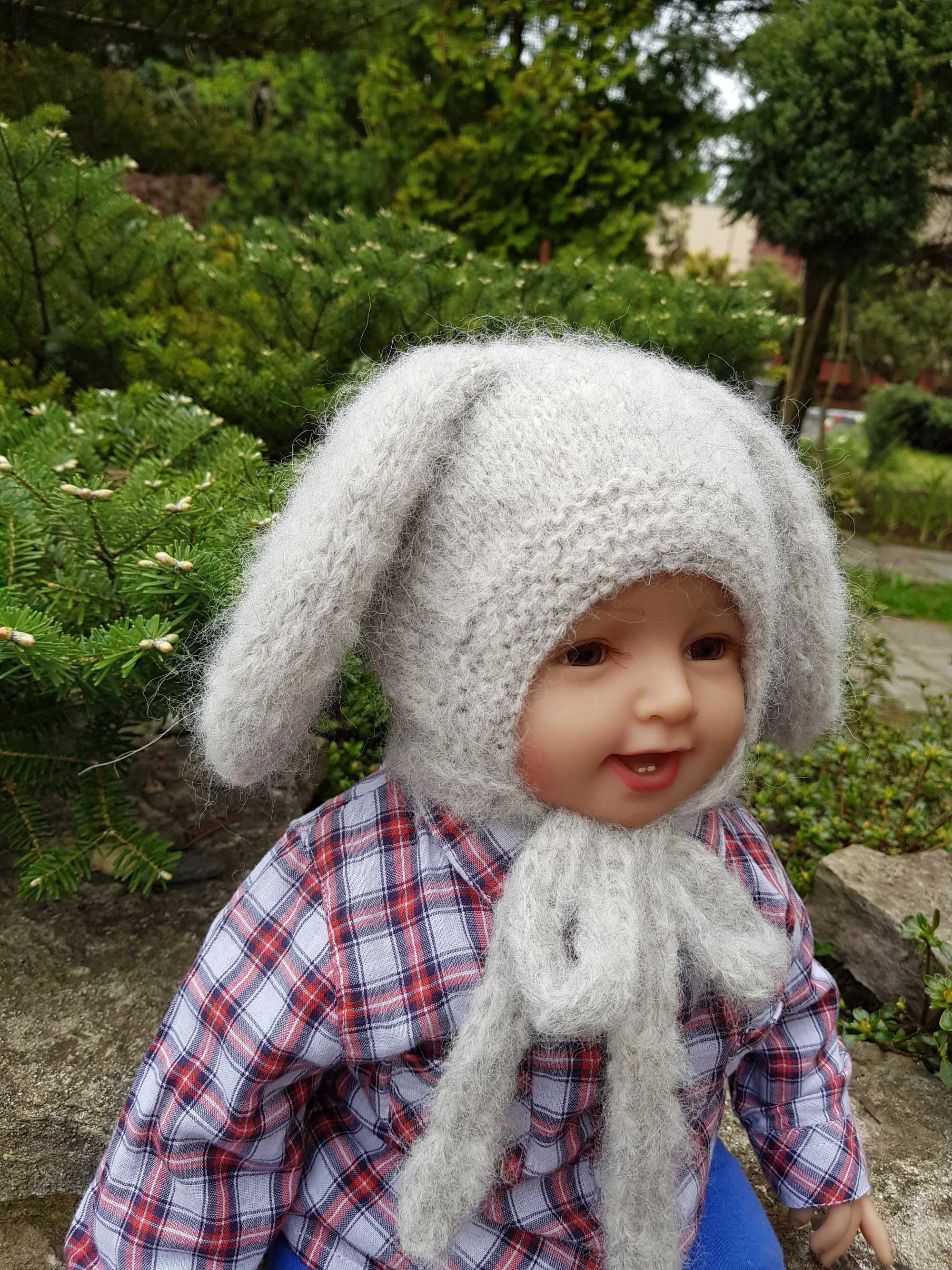 Czapka 40/42 Szary Króliczek czapka zimowa, niemowlę, maluch