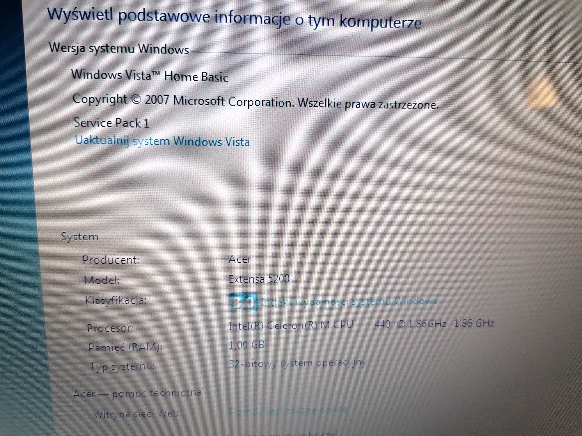 Laptop Acer Extensa 5200. 15.4" dobra elektroniczna maszyna do pisania