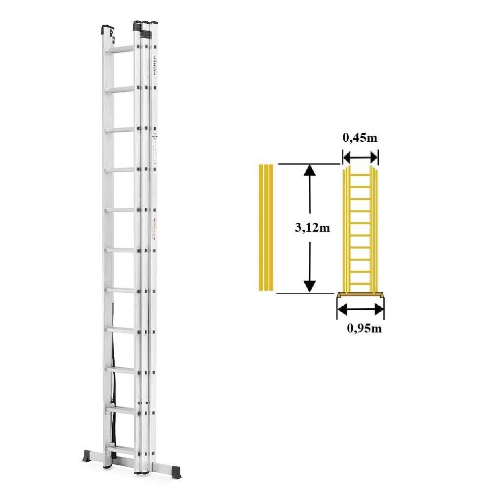 Drabina 3x11 HEco PROFESSIONAL o zasięgu roboczym max. do 8,45 m