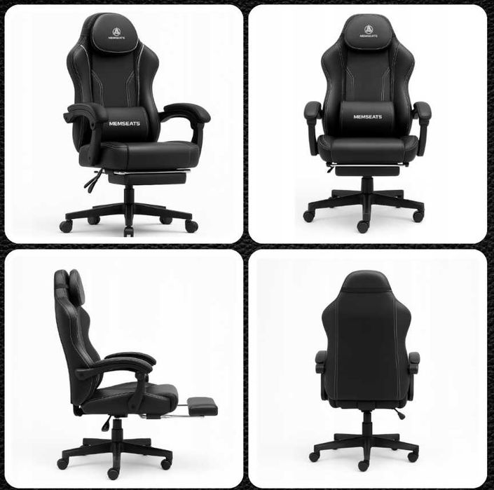 Nowy Fotel Gamingowy Pikowany Premium Biurowy Obrotowy Podnóżek +Masaż
