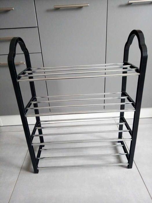 Regał Szafka Półka na Buty 5 Poziomów Stojak Metalowy Czarny