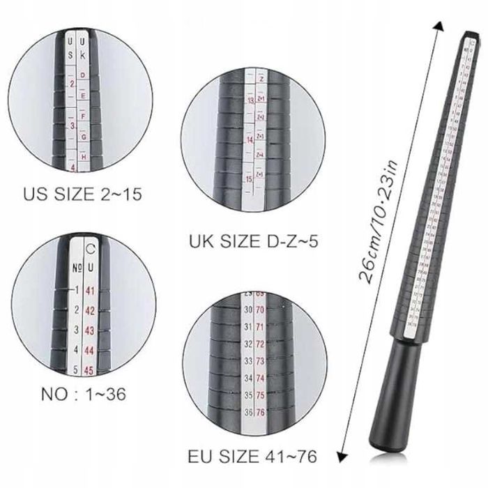 Miarki Jubilerskie do mierzenia Pierścionków Obrączek Palców Zestaw