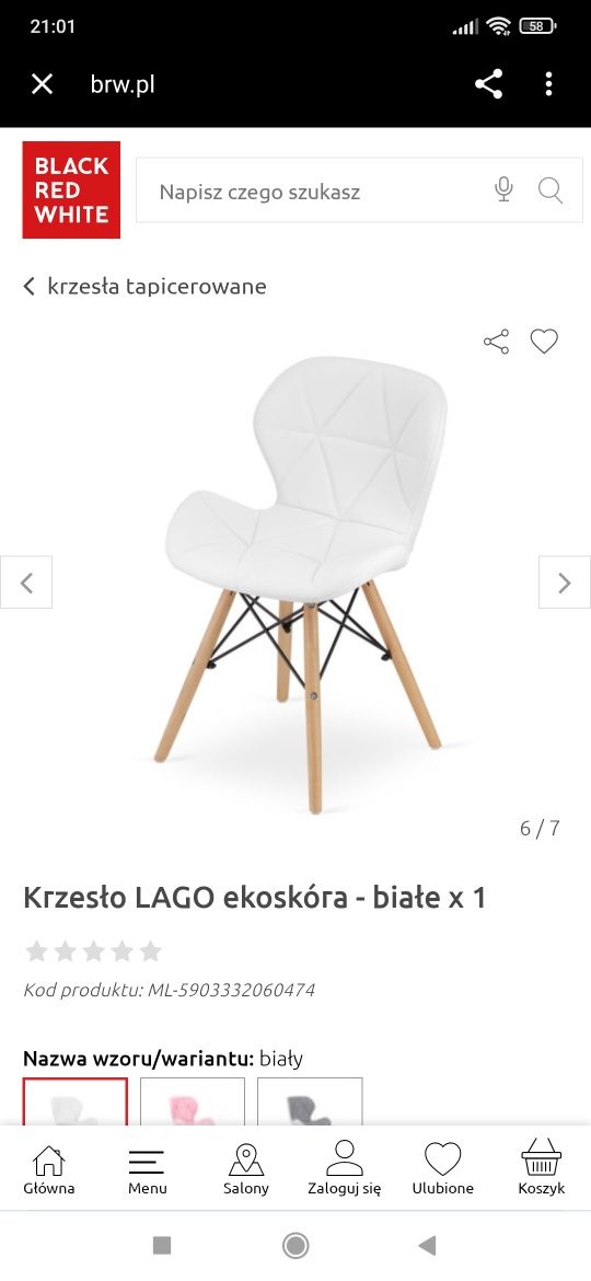 Krzesło Białe Skandynawskie Tapicerowane Brak Śladów Użytkowania