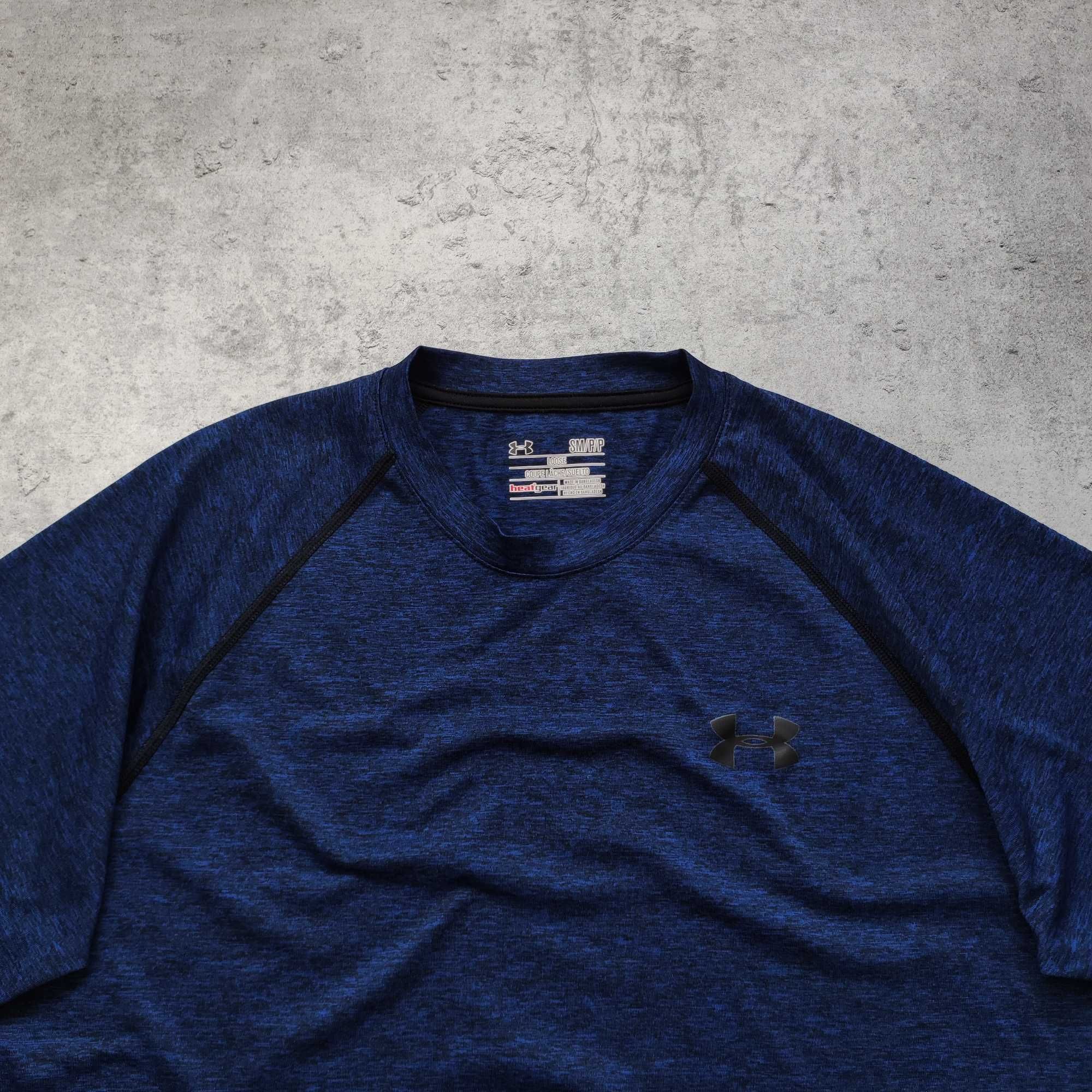 MĘSKA Koszulka Sportowa Granatowa PREMIUM Under Armour HeatGear Logo
