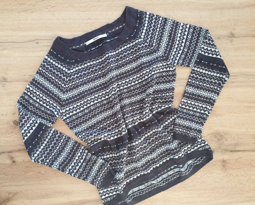 Sweter we wzorki, dekolt łódeczka, Only, S