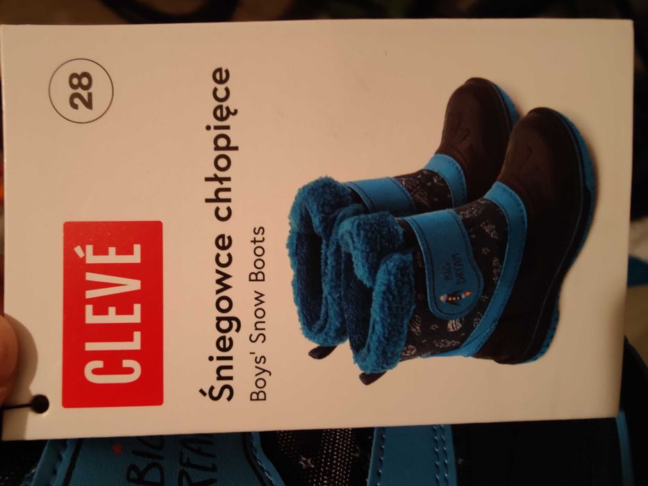 Śniegowce chłopięce buty zimowe 28 kozaki niebieskie rakieta kosmos