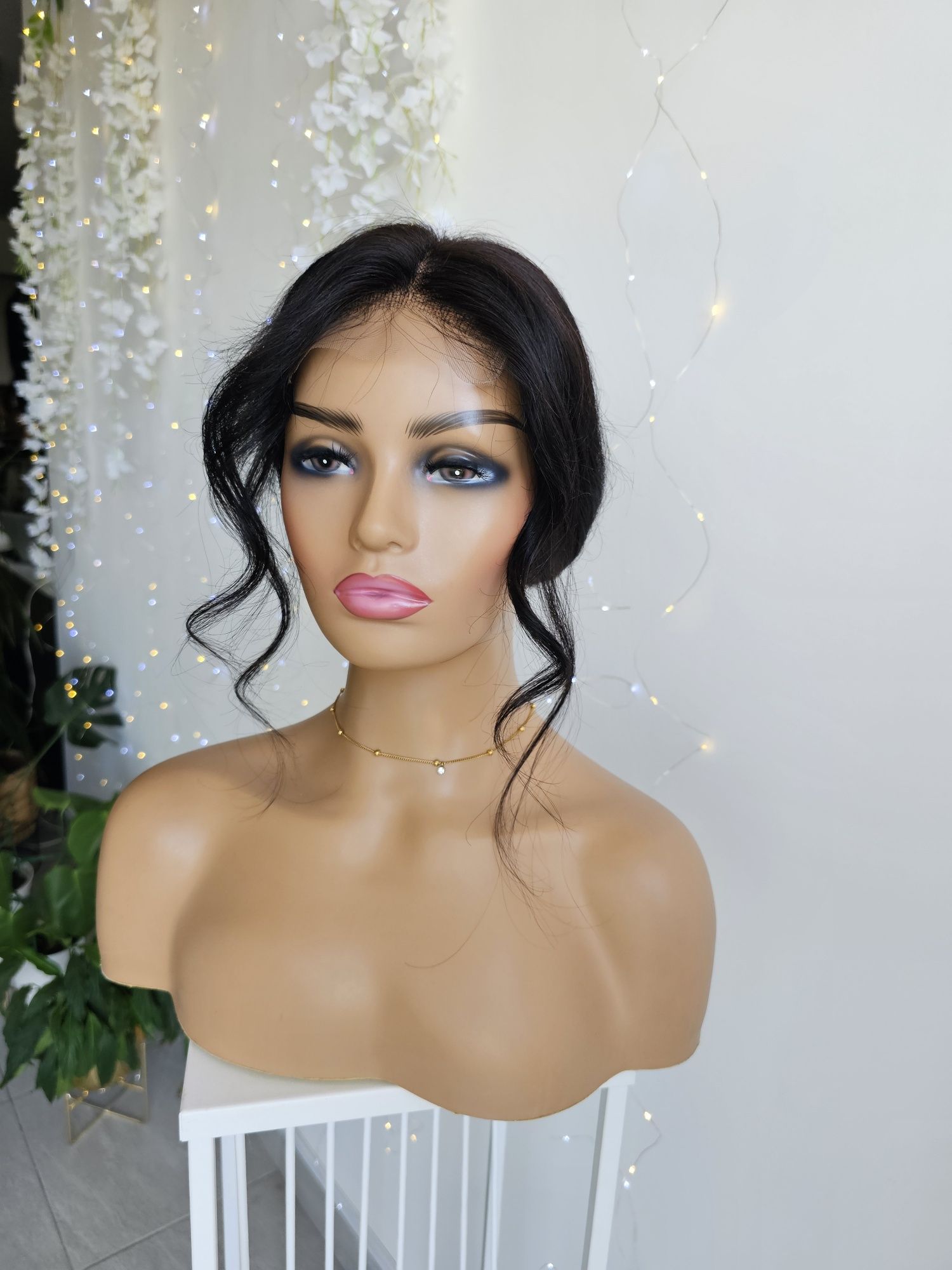 Peruka Inka z włosów naturalnych zmiana przedziałka 55 cm