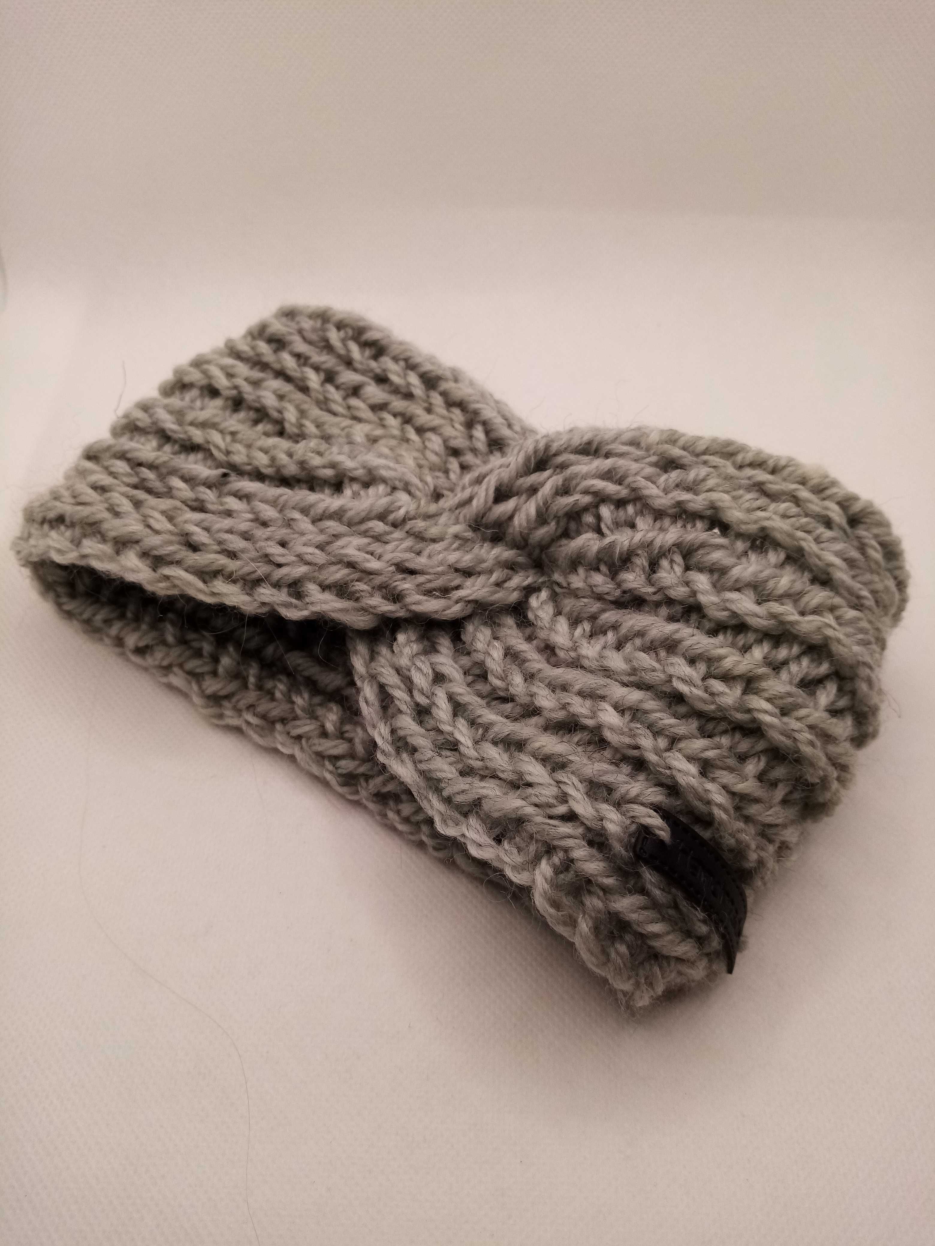 Damska opaska; turban; handmade; 70% ALPAKA WEŁNA