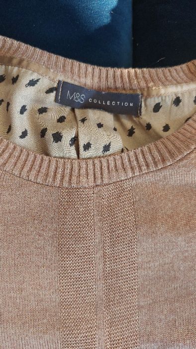 38 M&S Collection ciekawa bluzka oversize czekoladowa