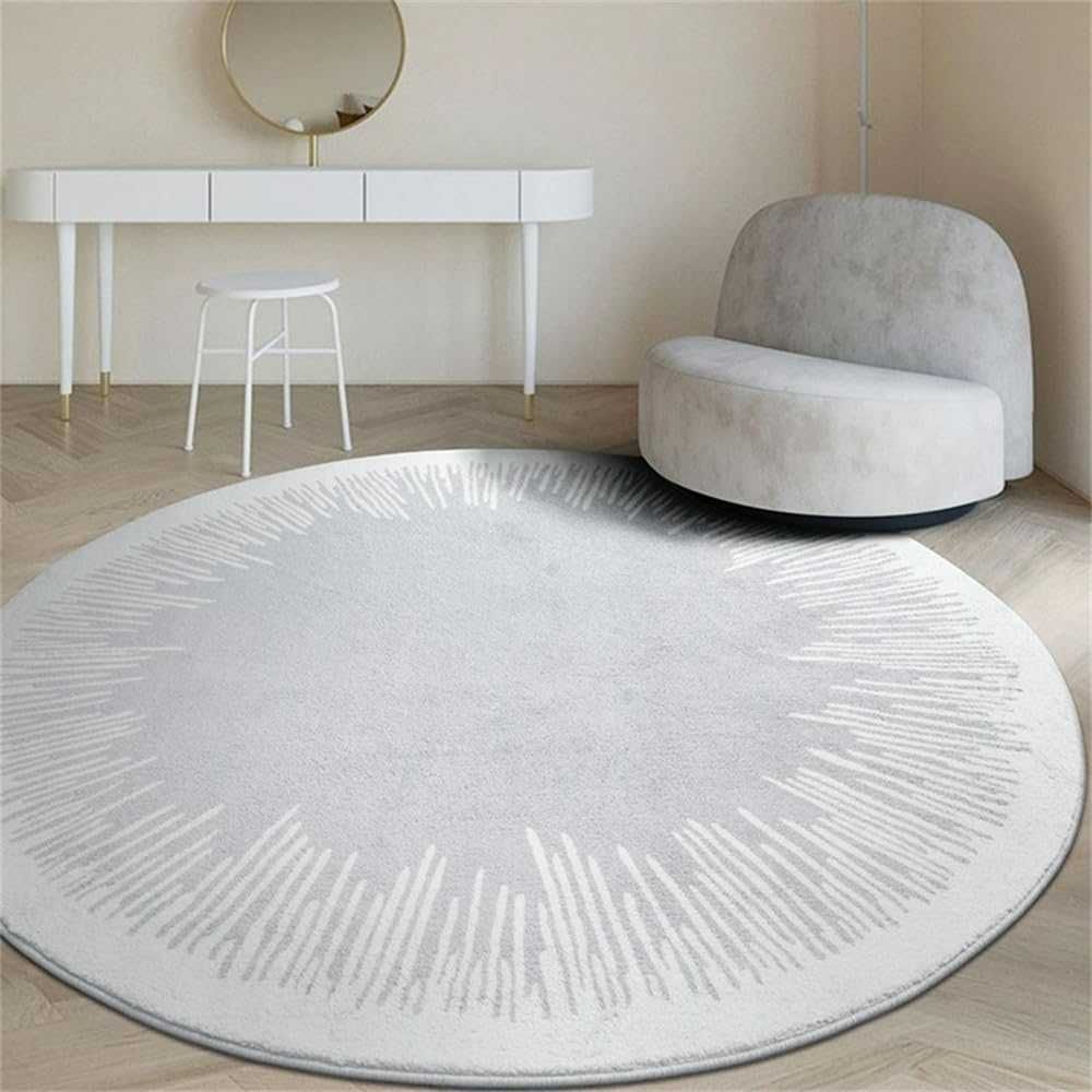 Freyamy Okrągły dywan nowoczesny, designerski 160 cm biało szary wzór