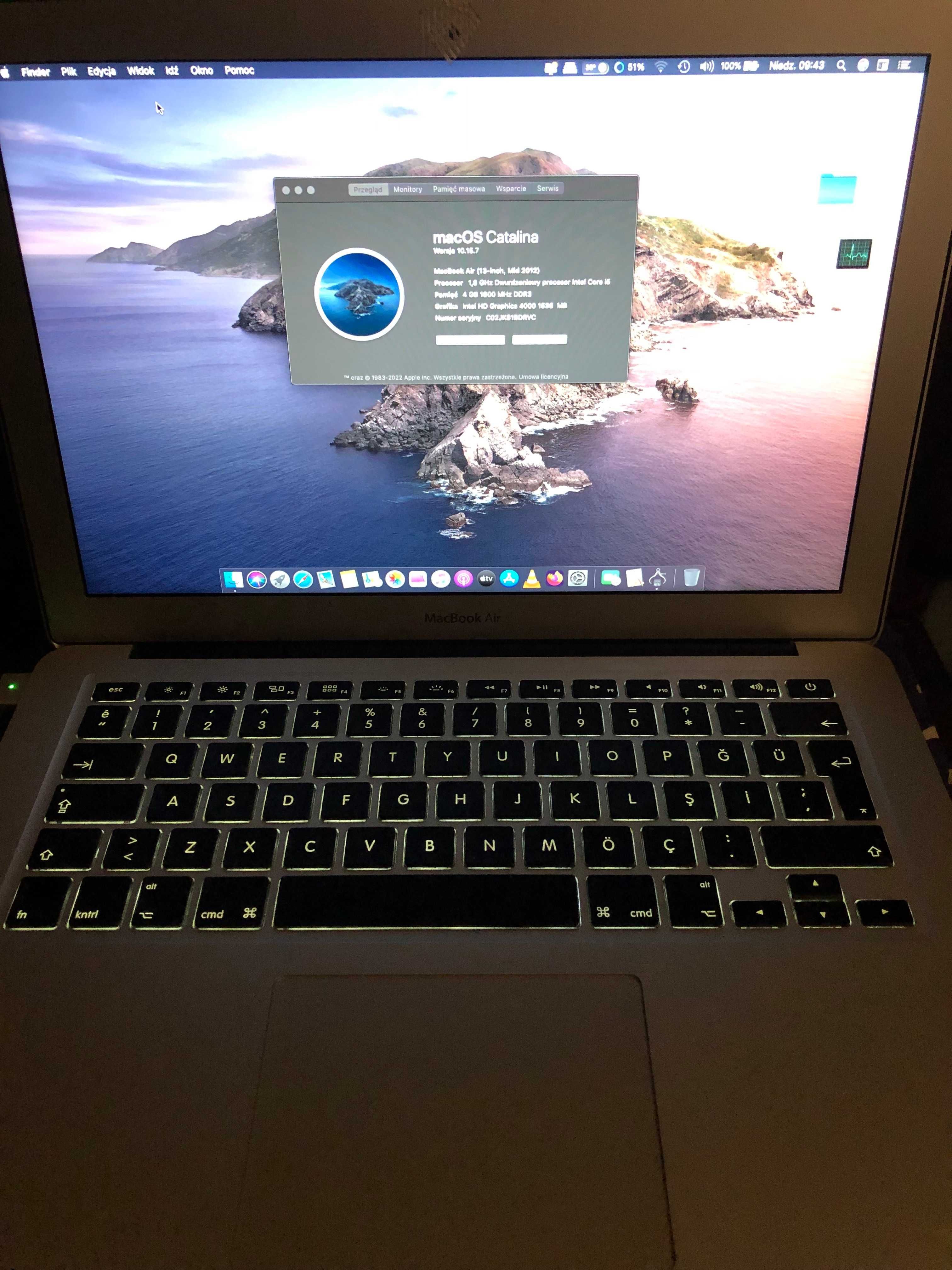 Apple MacBook Air A1466 "13,3" i5 2012 4GB/64GB SSD zasilacz
