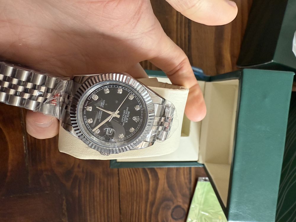 Часы годинник Rolex datejust black Два вида casio omega