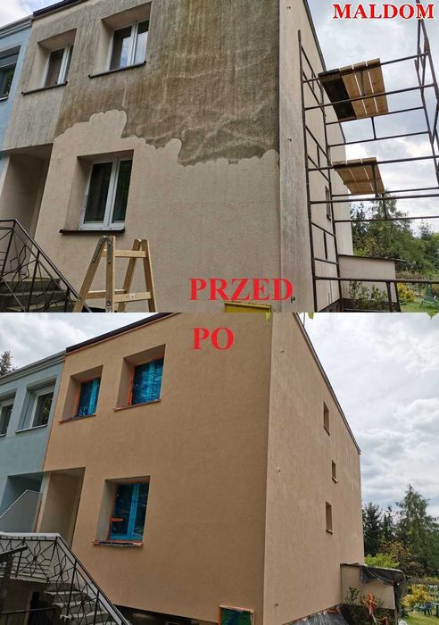 Malowanie natryskowe elewacji, wnętrz