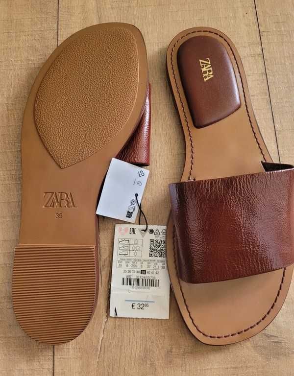 Nowe klapki skórzane Zara