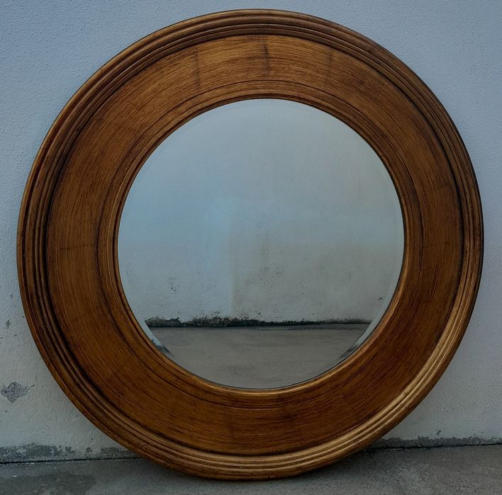 Espelho grande redondo dourado 94cm diâmetro