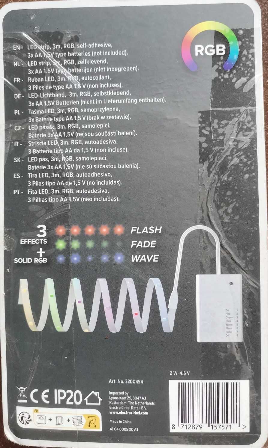Taśma LED na baterie 130 lm 3 metry SAMOPRZYLEPNA