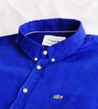 Lacoste koszula L/XL lniana krótki len niebieska zilli [RRP € 390]