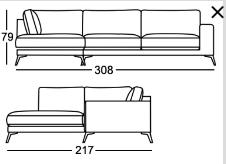 NAROŻNIK XL PRAWY VIK + podnóżek Adriana Furniture Morea beż