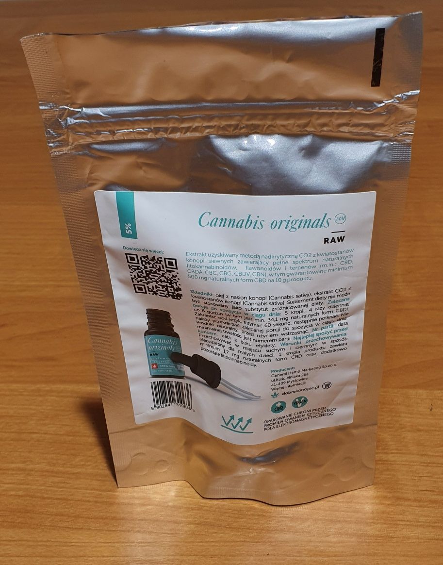 Olejek CBD & CBDa, 5%, 10ml, marki Dobre Konopie (RAW, CO2)