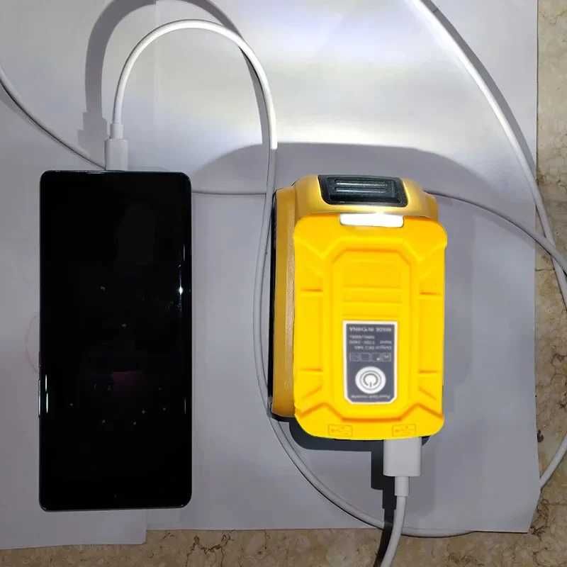 Адаптер модуль USB адаптер (powerbank 2 USB + фонарь) к акб DeWalt