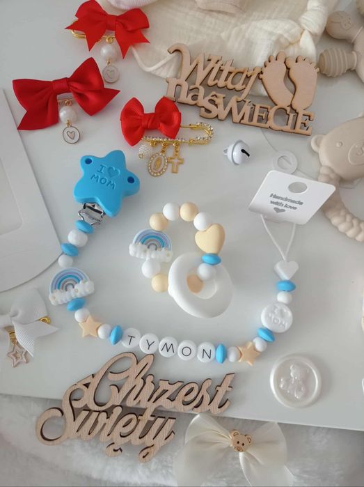 Zawieszka do smoczka prezent dla niemowlaka babyshower narodziny