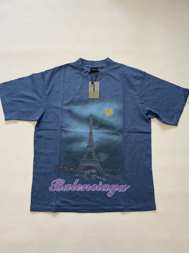футболка Balenciaga Paris moon 2024 tee blue M L vetements