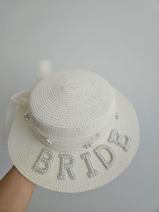 Солом'яний капелюх Bride (Наречена) з перлинками