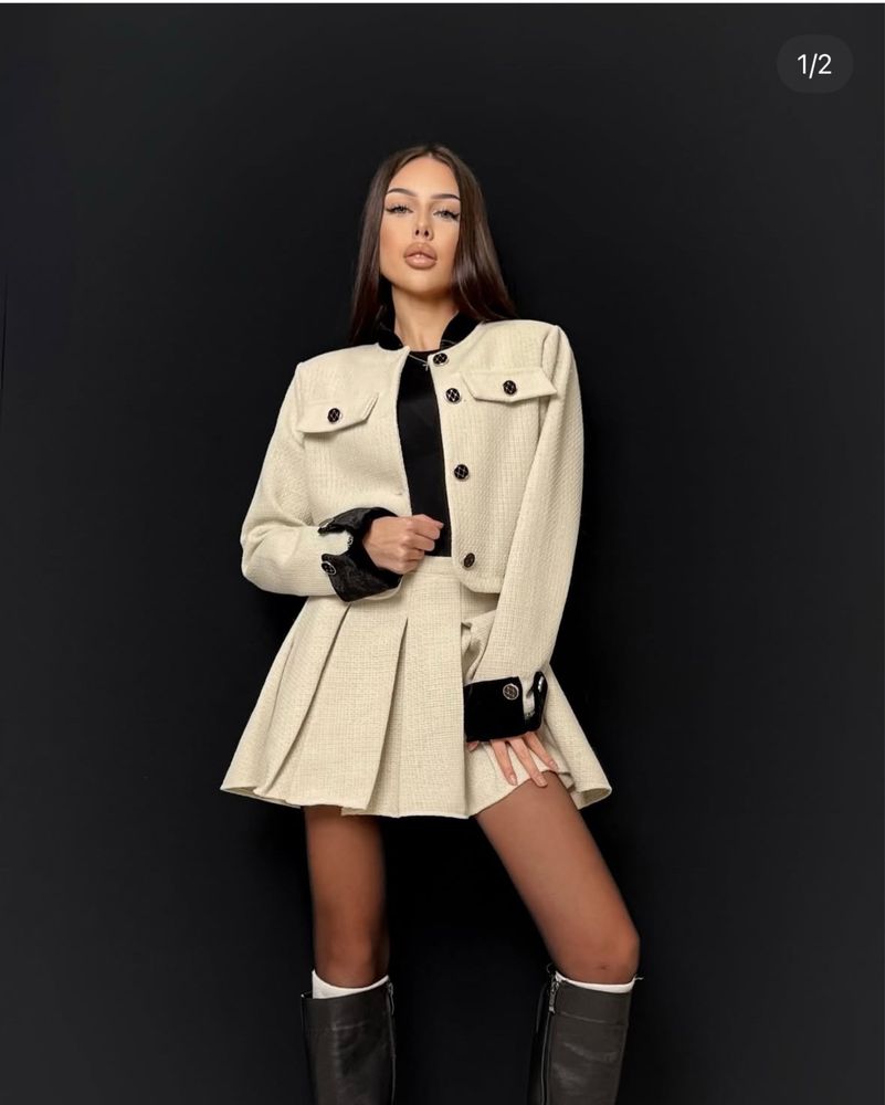 Твідовий костюм ivina boutique жакет піджак спідниця шорти