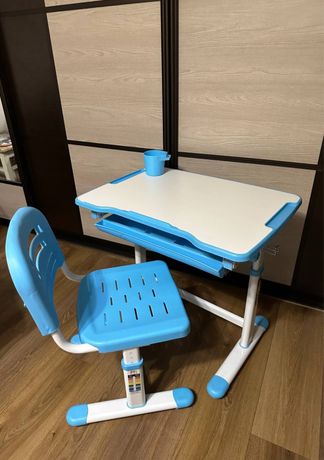 Парта та стілець-трансформер Evo-kids Evo-06 Blue (стіл + стілець)
