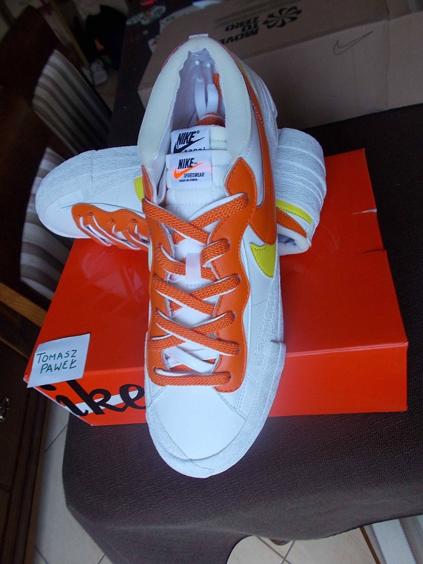 ( r.45/29 cm- us 11) Nike Blazer Low sacai White Magma Orange Dunk low