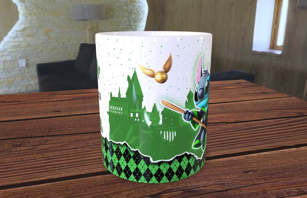 Caneca personalizada Team-Stitch-Harry Potter Mug Verde Novo