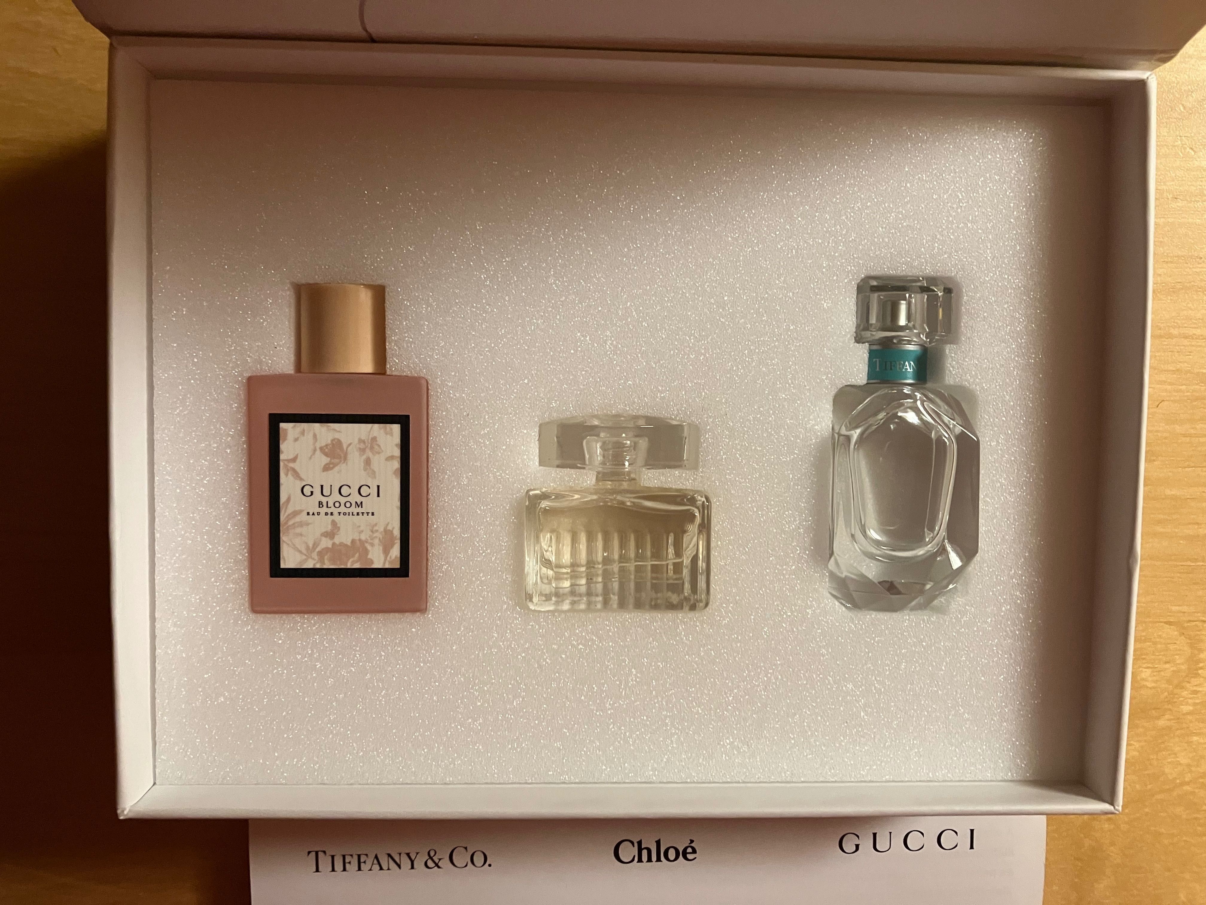 Zestaw miniatur miniaturek perfum Chloe Tiffany Gucci