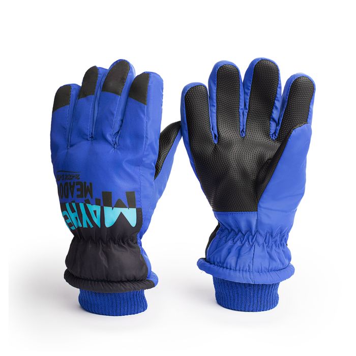 Rękawiczki ortalionowe dla chłopca rękawice narciarskie niebieskie