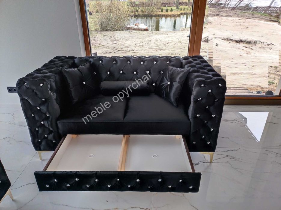 PRODUCENT zestaw 3+ 2 + pufa  pikowania, kryształ cheesterfield NR.900