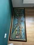 Gobelin PRL haftowany – duży format 70 × 160 cm – obraz w ramie