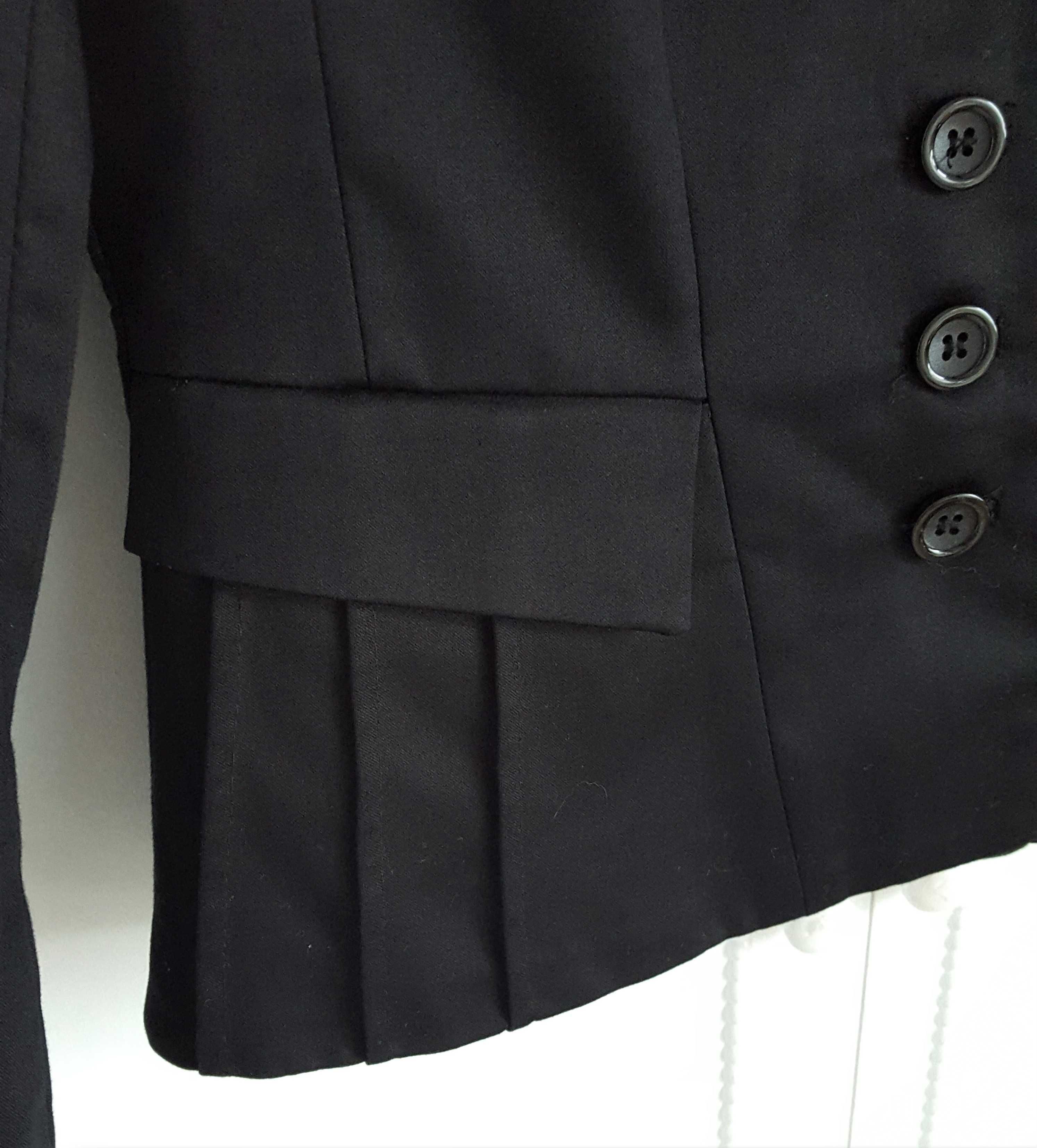 Marynarka H&M żakiet czarny S 36 czarna zakładki do spódnicy sukienki