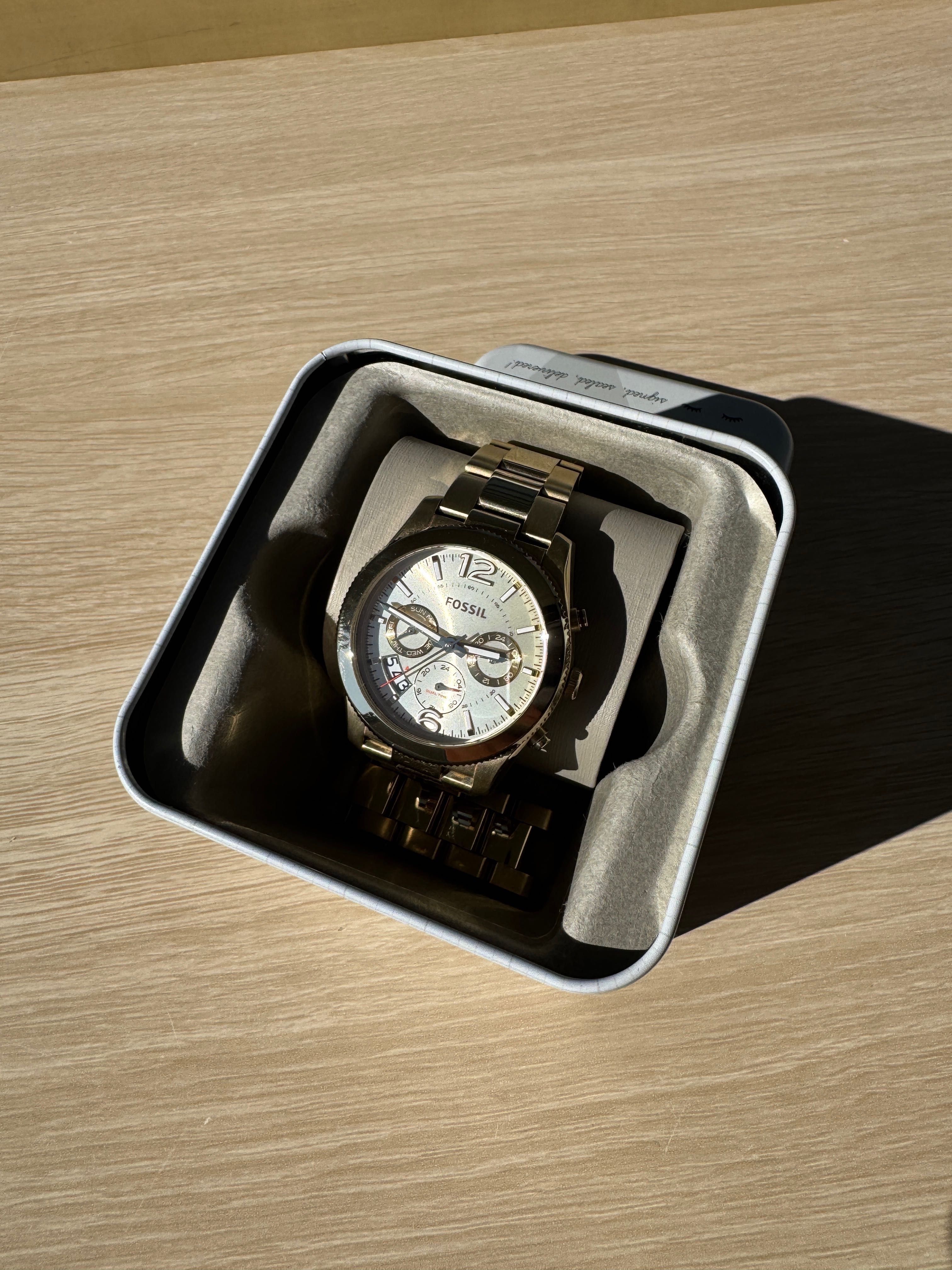 Złoty zegarek damski FOSSIL ES3884 40mm kwarcowy na bransolecie